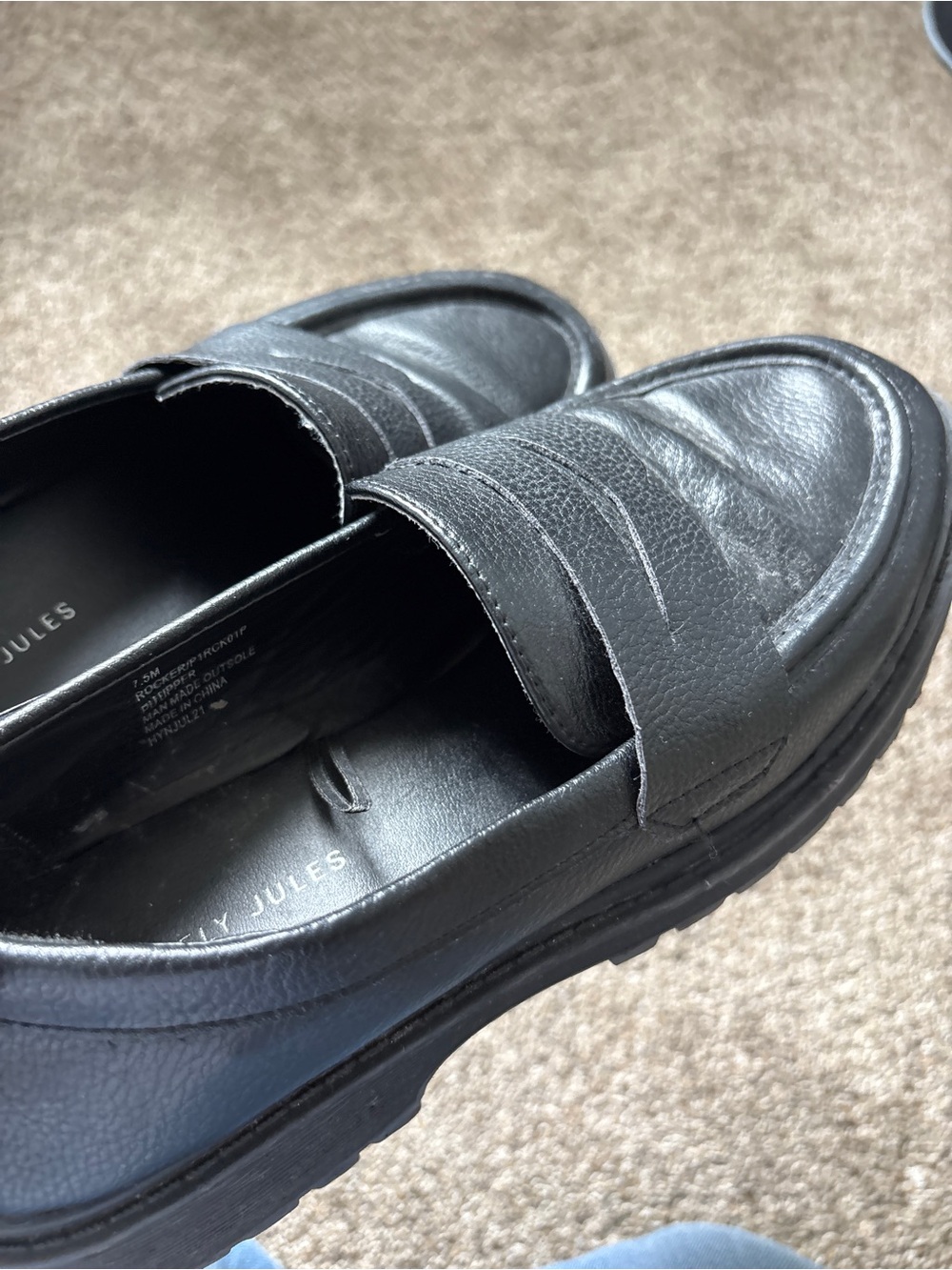 Sincerly Jules Black Chunky Lug Slip-On Loafers - Picture 9 of 11